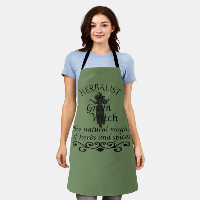 Herbalist green witch magic natural medicine apron (Worn)