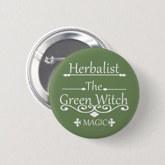 Herbalist green witch magic natural medicine button (Front & Back)