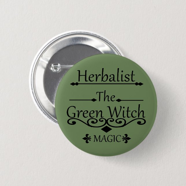Herbalist green witch magic natural medicine button (Front & Back)