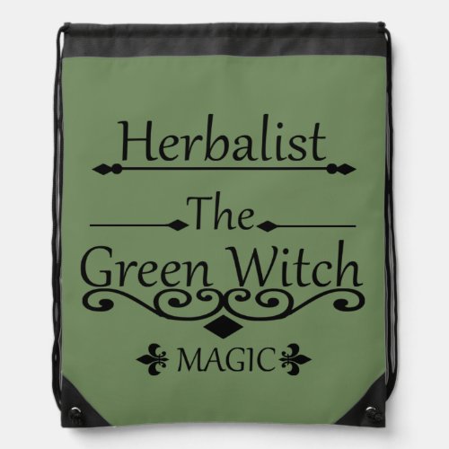 Herbalist green witch magic natural medicine drawstring bag