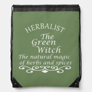 Herbalist green witch magic natural medicine drawstring bag