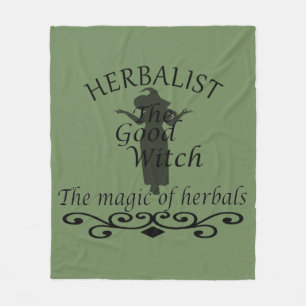Herbalist green witch magic natural medicine fleece blanket