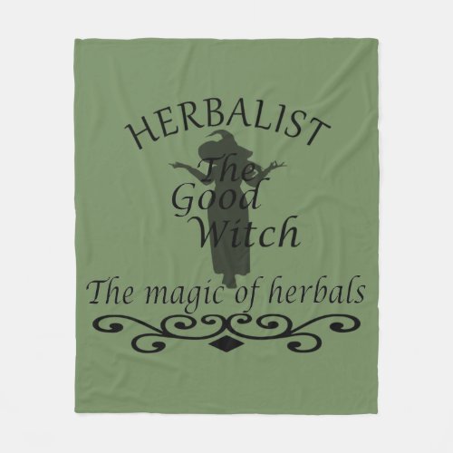 Herbalist green witch magic natural medicine fleece blanket