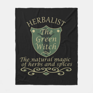 Herbalist green witch magic natural medicine fleece blanket