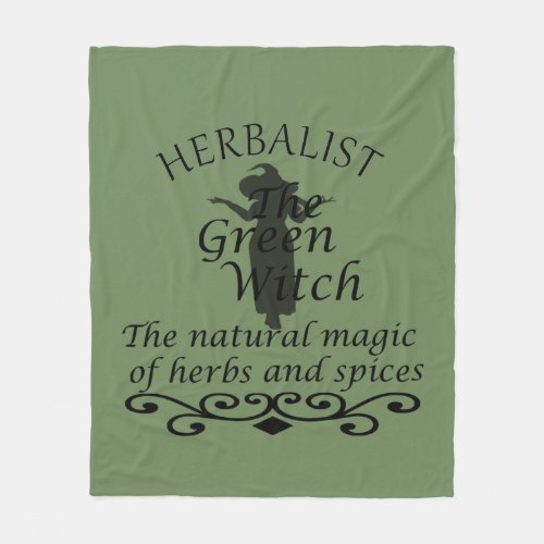 Herbalist green witch magic natural medicine fleece blanket