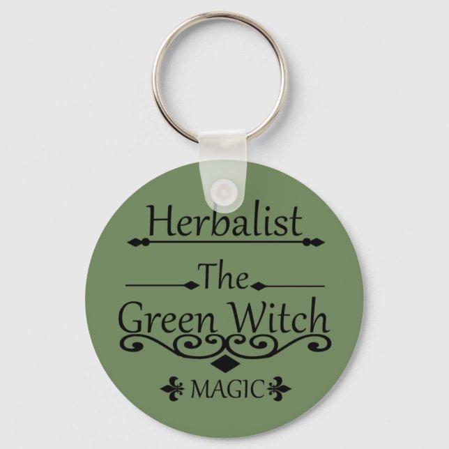 Herbalist green witch magic natural medicine keychain (Front)