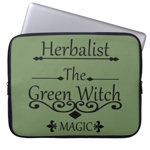 Herbalist green witch magic natural medicine laptop sleeve