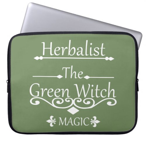 Herbalist green witch magic natural medicine laptop sleeve