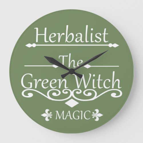Herbalist green witch magic natural medicine large clock