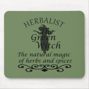 Herbalist green witch magic natural medicine mouse pad