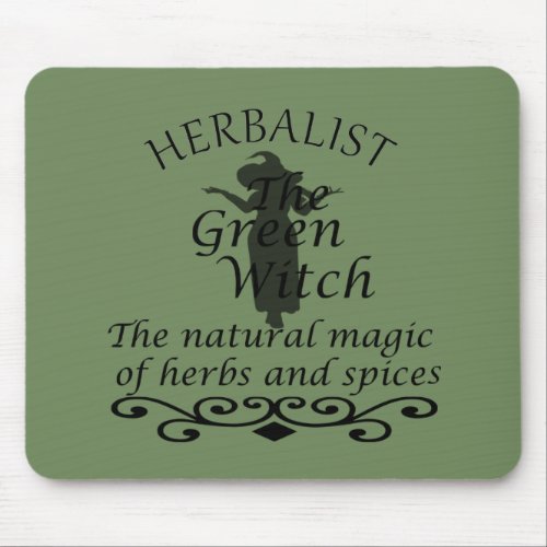 Herbalist green witch magic natural medicine mouse pad