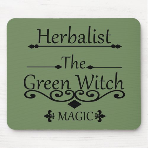 Herbalist green witch magic natural medicine mouse pad