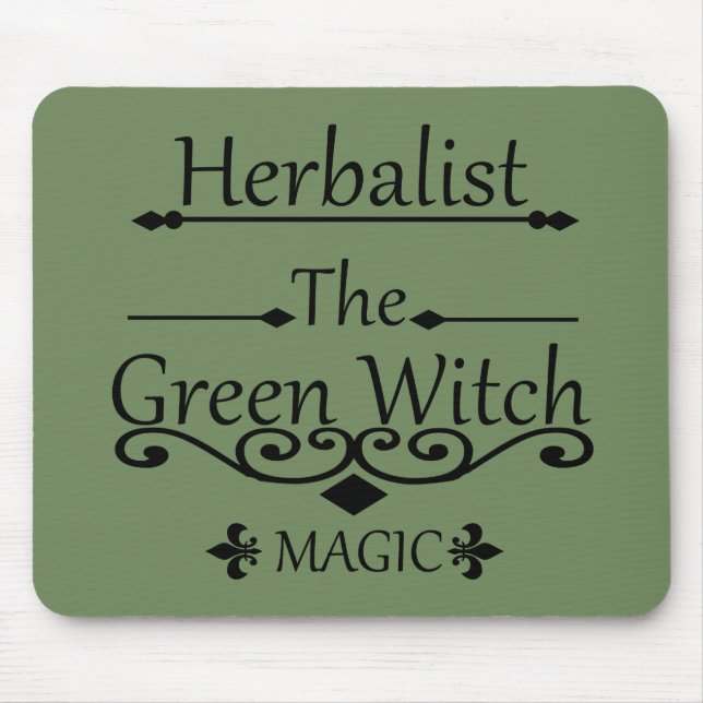 Herbalist green witch magic natural medicine mouse pad (Front)