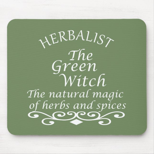 Herbalist green witch magic natural medicine mouse pad (Front)