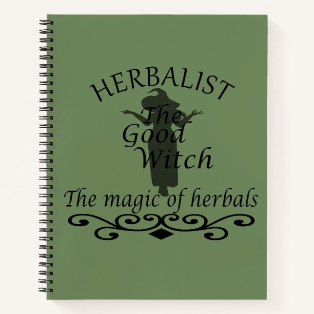 Herbalist green witch magic natural medicine notebook (Front)