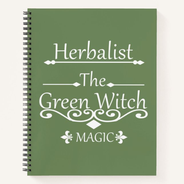 Herbalist green witch magic natural medicine notebook (Front)