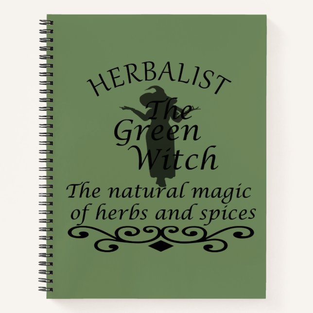 Herbalist green witch magic natural medicine notebook (Front)