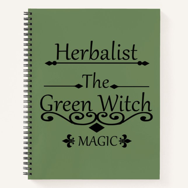 Herbalist green witch magic natural medicine notebook (Front)