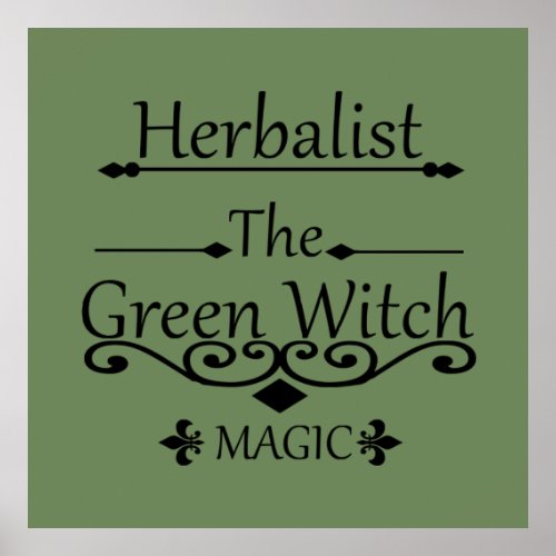 Herbalist green witch magic natural medicine poster