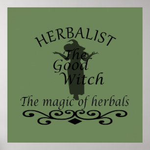 Herbalist green witch magic natural medicine poster