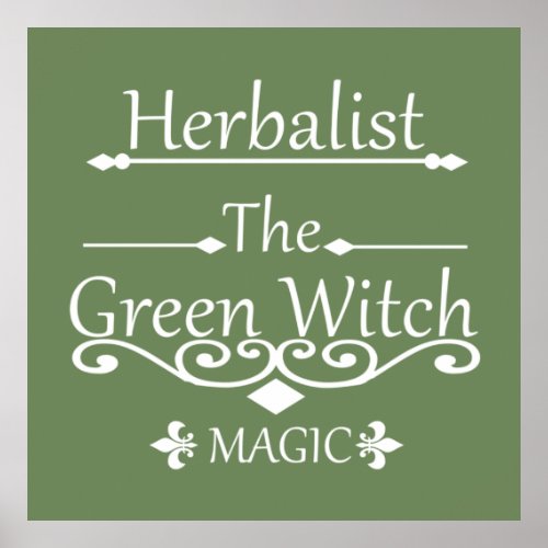 Herbalist green witch magic natural medicine poster