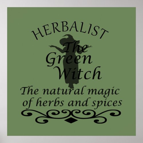 Herbalist green witch magic natural medicine poster