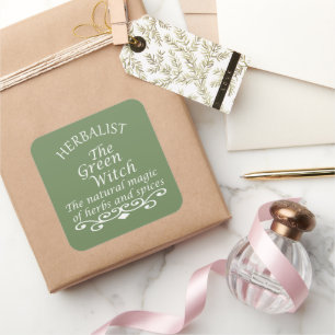Herbalist green witch magic natural medicine square sticker