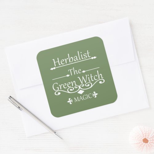 Herbalist green witch magic natural medicine square sticker
