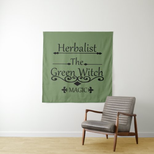 Herbalist green witch magic natural medicine tapestry