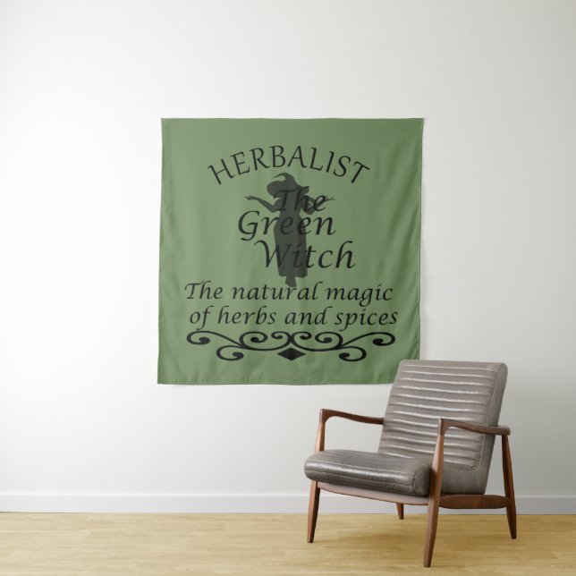Herbalist green witch magic natural medicine tapestry (In Situ)
