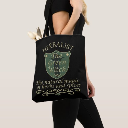 Herbalist green witch magic natural medicine tote bag