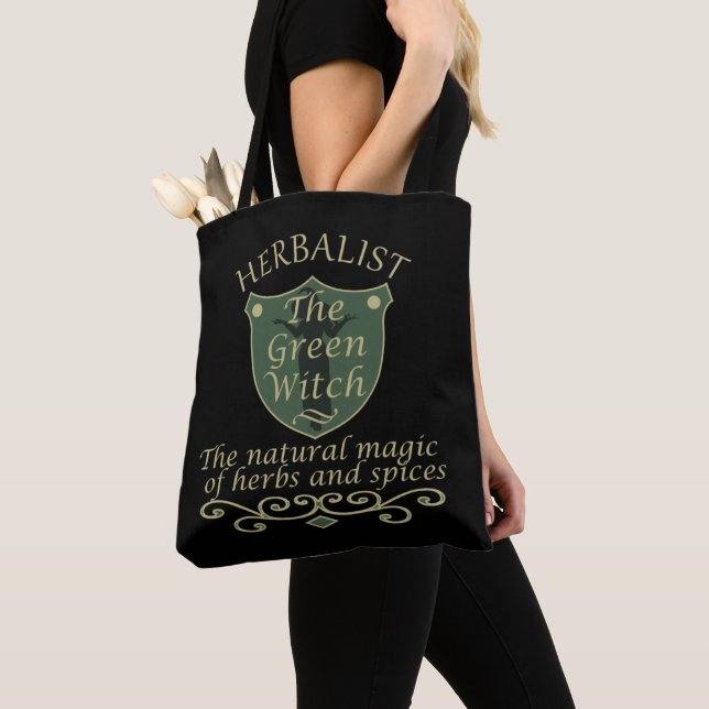 Herbalist green witch magic natural medicine tote bag (Close Up)