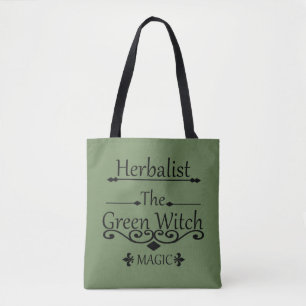 Herbalist green witch magic natural medicine tote bag
