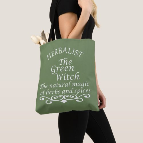 Herbalist green witch magic natural medicine tote bag