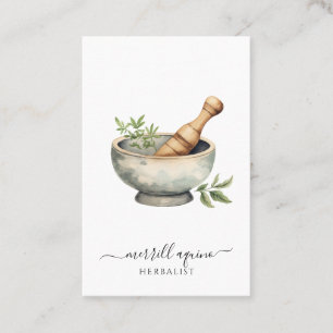 Herbalist Natural Medicine Mortar Pestle Business Card