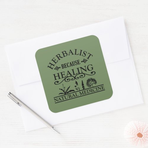 Herbalist natural medicine square sticker
