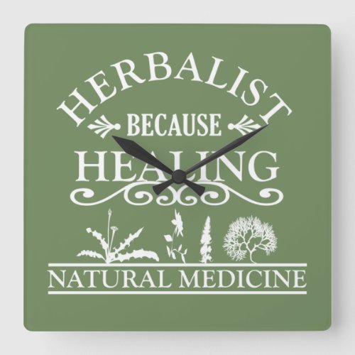 Herbalist natural medicine square wall clock