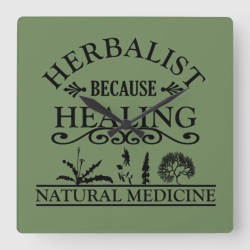 Herbalist natural medicine square wall clock