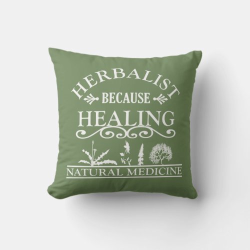 Herbalist natural medicine throw pillow