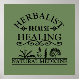 Herbalist natural medicine types of herbals poster