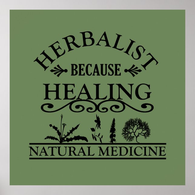 Herbalist natural medicine types of herbals poster (Front)