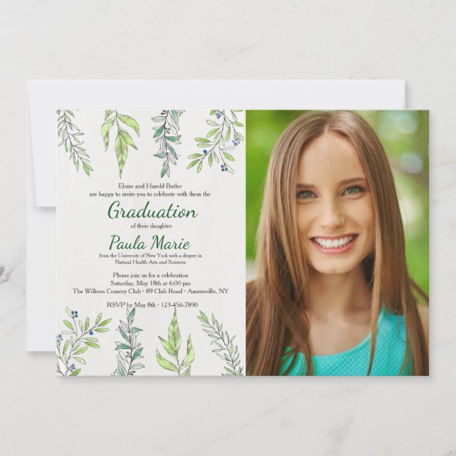 Herbalist Photo Graduation Invitation (Front)