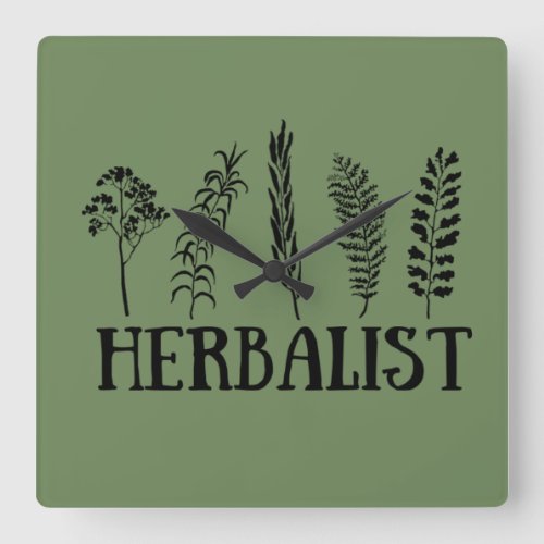 herbalist square wall clock