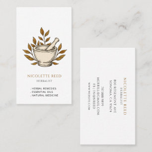 Herbalist Watercolor Mortar Pestle Business Card