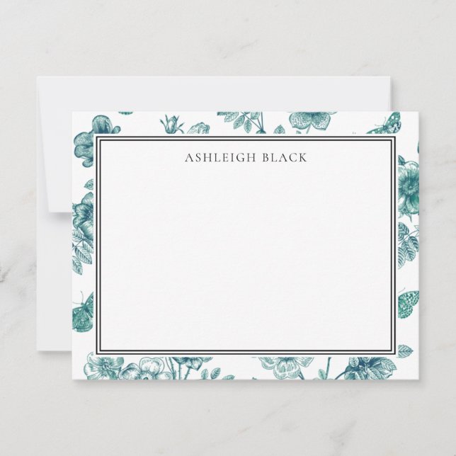 Herbarium Butterfly Toile Notecard (Front)