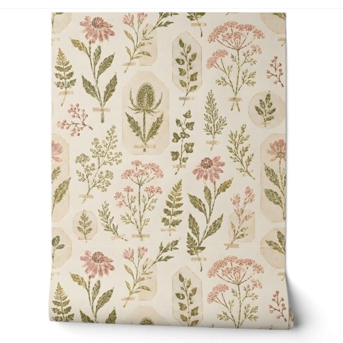 Herbarium No. 7 Vintage Botanicals Peel and Stick  Wallpaper