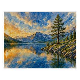 Herbert Mountain Lake at Sunset,  Poster