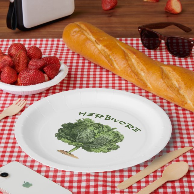 Herbivore Kale Vegan Vegetarian Paper Plates (Picnic)