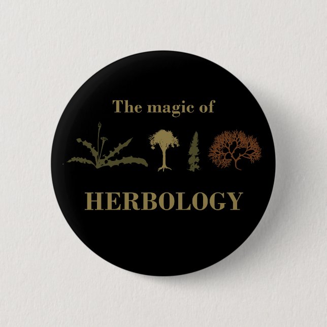 Herbology herbalism herbalist button (Front)