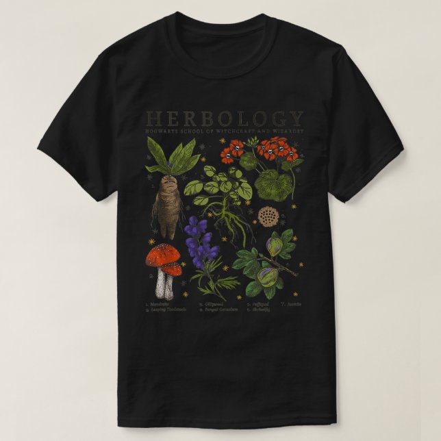 Herbology Plants Vintage Style Textbook  T-Shirt (Design Front)